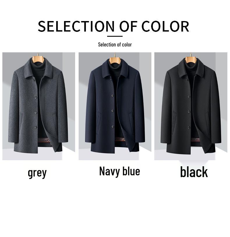 Men's Mid-Length Double-Sided Thick Wool Cashmere Coat