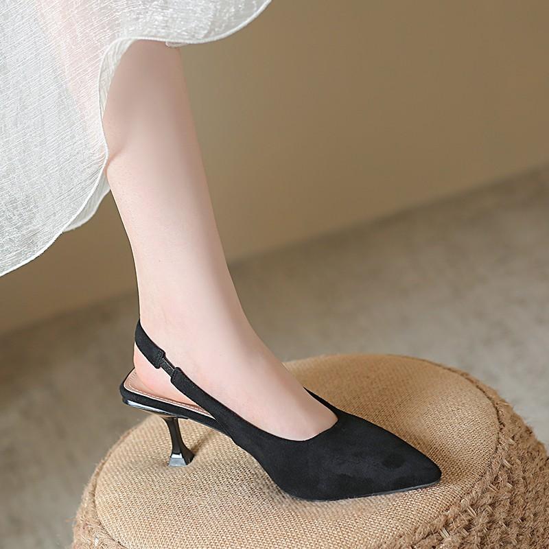 2025 New Design Summer Women's Sandals Closed Toe  Thin Heel Single Shoes with Fashion Hollow Pointed Women's Shoes