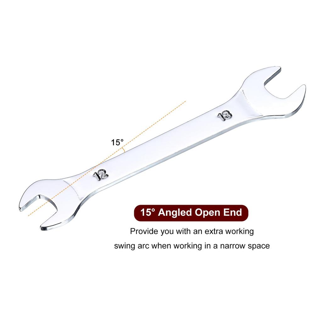 uxcell Thin Open End 12mm x 13mm Metric Double Open End Chrome Mirror High Carbon Thin Wrenches for Home Machine 10 Pieces Wrenches, Wrenches, Plated,