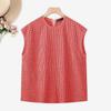ZANZEA Women Plaid Print Casual Round Neck Sleeveless Blouse