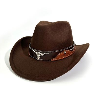 Spring And Autumn Western Cowboy Hat Bull Head Top Hat Men'S And Women'S Sunscreen Jazz Hat