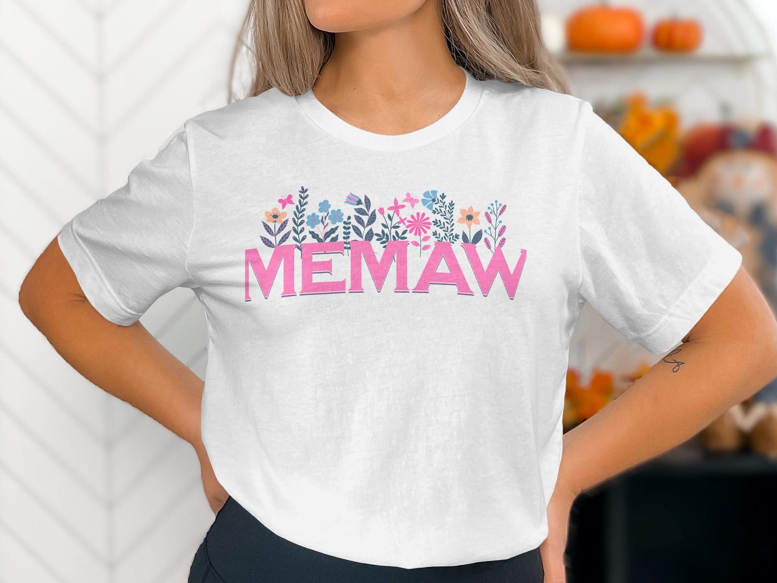 Floral Me maw T-Shirt, Grandmother Blossom Butterfly Apparel S