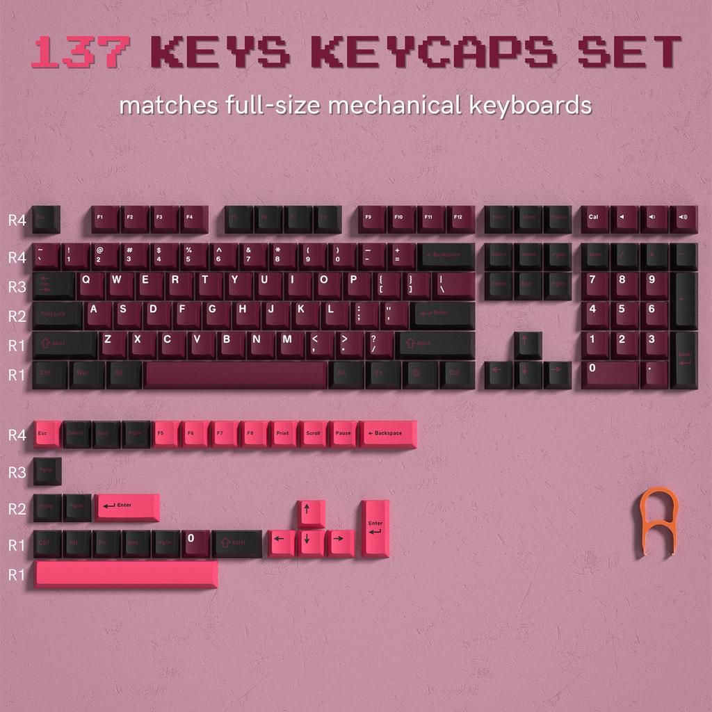 Xiaomi Womier 122 Keys Retro Black PBT Keycap Double Shot Cherry Profile Key Caps for Cherry MX Switches Mechanical Gamer Keyboard