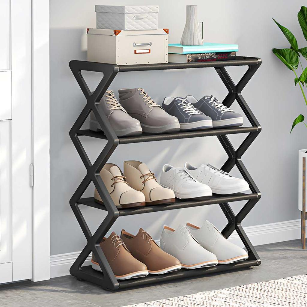 Vierstufiger Multifunktionaler faltbarer Schuhständer für die Aufbewahrung zu Hause, Platzsparender und einfach zu montierender Aufbewahrungs-Organizer