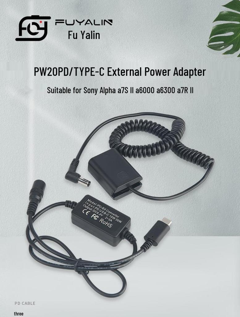 FW50 PD/Type-C Adapter for Sony Mirrorless Cameras: A7, A7M2, A7S2, A5100, NEX5, PW20