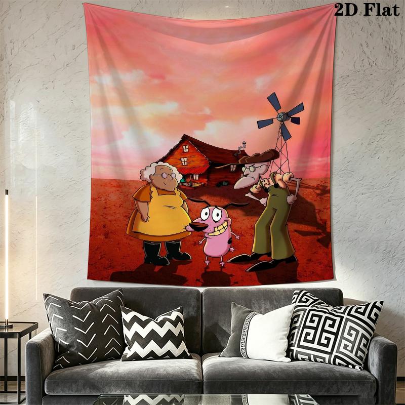 Courage the Cowardly Dog Wall Tapestry Aesthetic Wall Hanging Printed Fabric Blanket Decorative Tapestries for Bedroom Living Room Home Decor