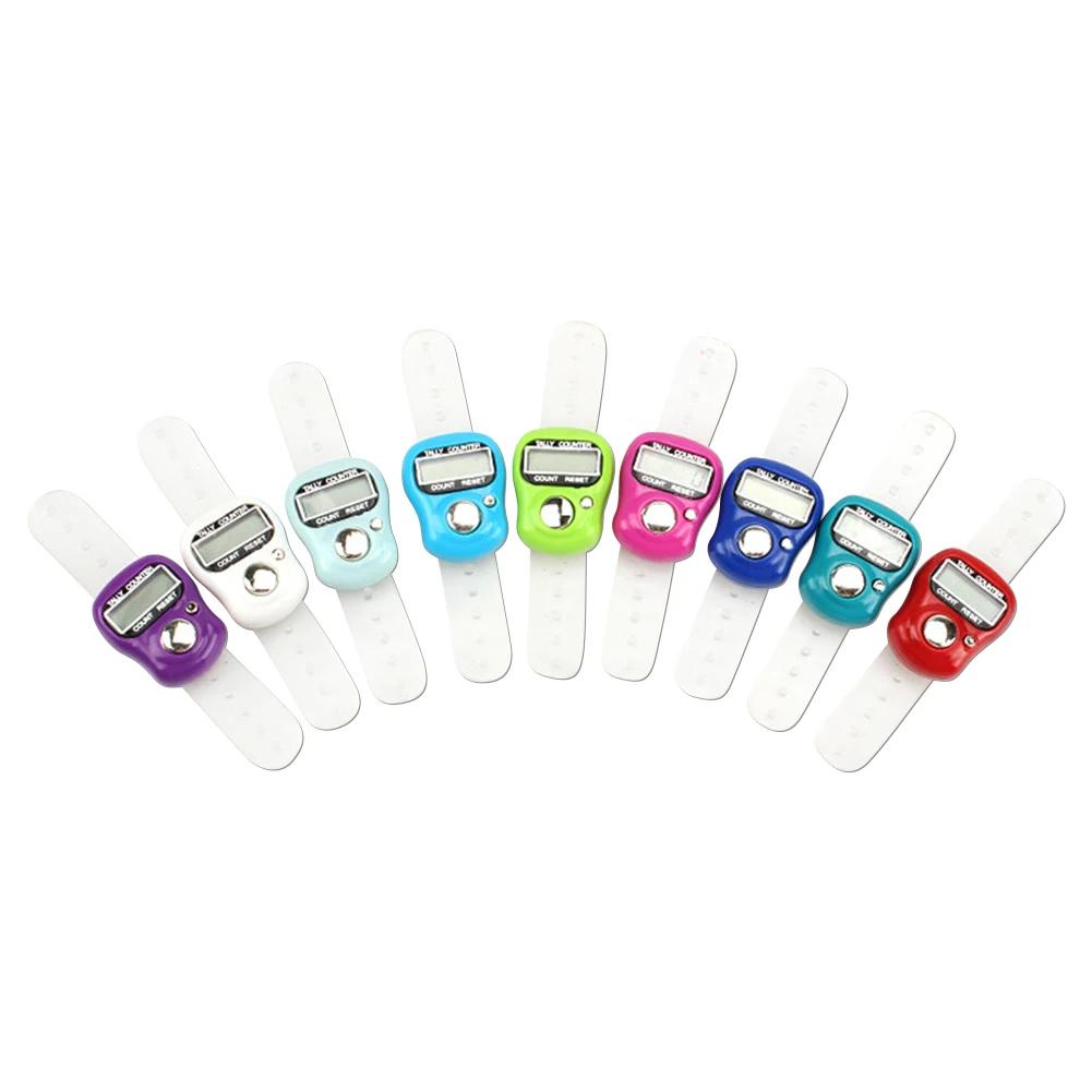 5-50PCS Row Tally Stitch Marker Pedometer Display Electronic Tally Counter Electronic Finger Counter Ring with LED Digital