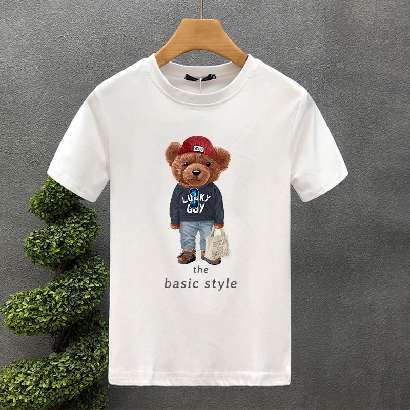 2025 Luxury Funny Bear For Men's T-shirt Cotton High Quality Creativity Printing Summer Tees Brand Tops Unisex Oversized S-7XL