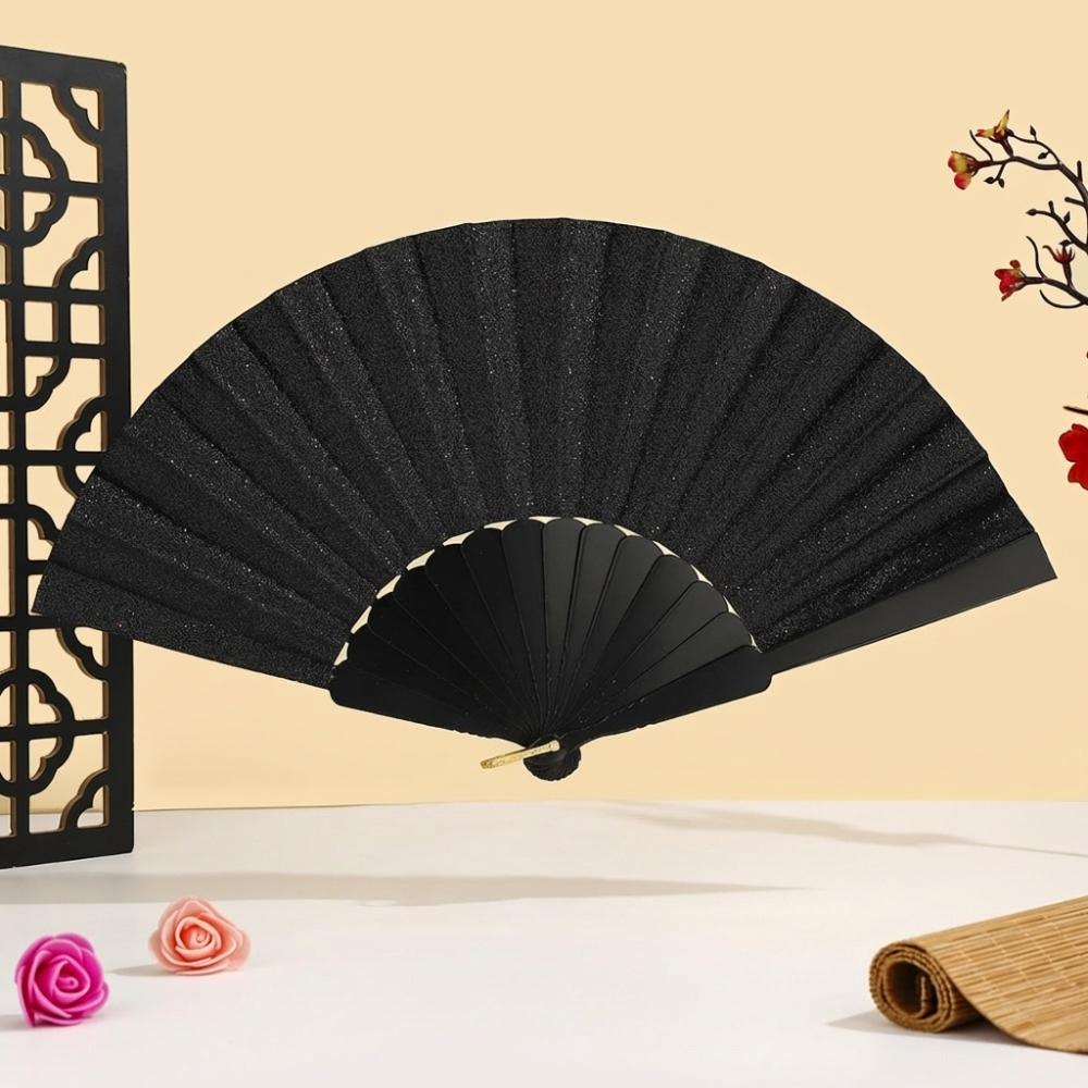 Leuchtender Falt-Handfächer Unifarbener Klassischer Fächer Leichter Kunststoff Glitzerfächer Festivals