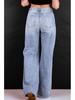 European & American Retro High-Waisted Ripped Wide-Leg Jeans