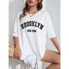 Летняя женская футболка Brooklyn New York с принтом букв, с круглым вырезом, женская винтажная одежда, топы, футболки, повседневная уличная одежда
