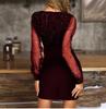 Vestito Sexy Scollo a V Trasparente Manica Lunga Donna Primavera Autunno Festa Mini Abiti Vestidos