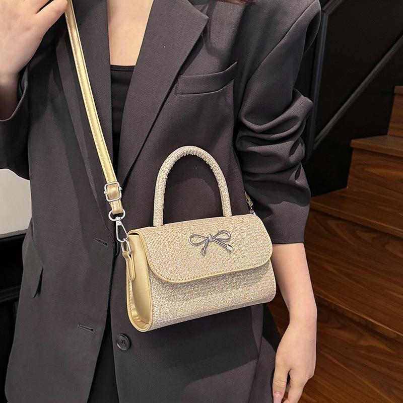 2025 New Bow Niche High Sense Foreign Simple High Value Single Shoulder Messenger Bag Temperament Small Square Bag Women