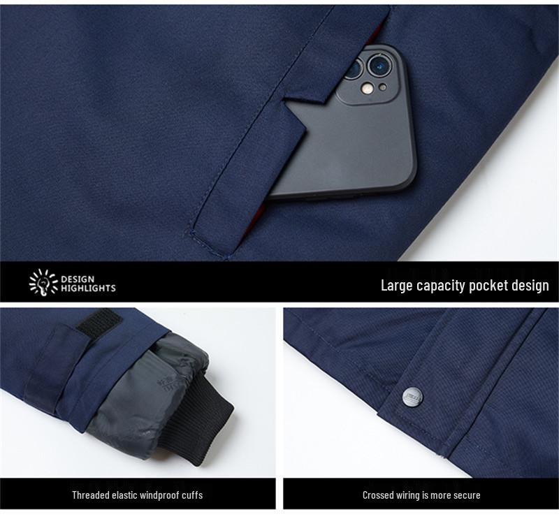 Autumn/Winter Cotton-Padded Workwear Jacket - Cold-Resistant, Embroidered Top for Outdoor and Cold Storage Protection.