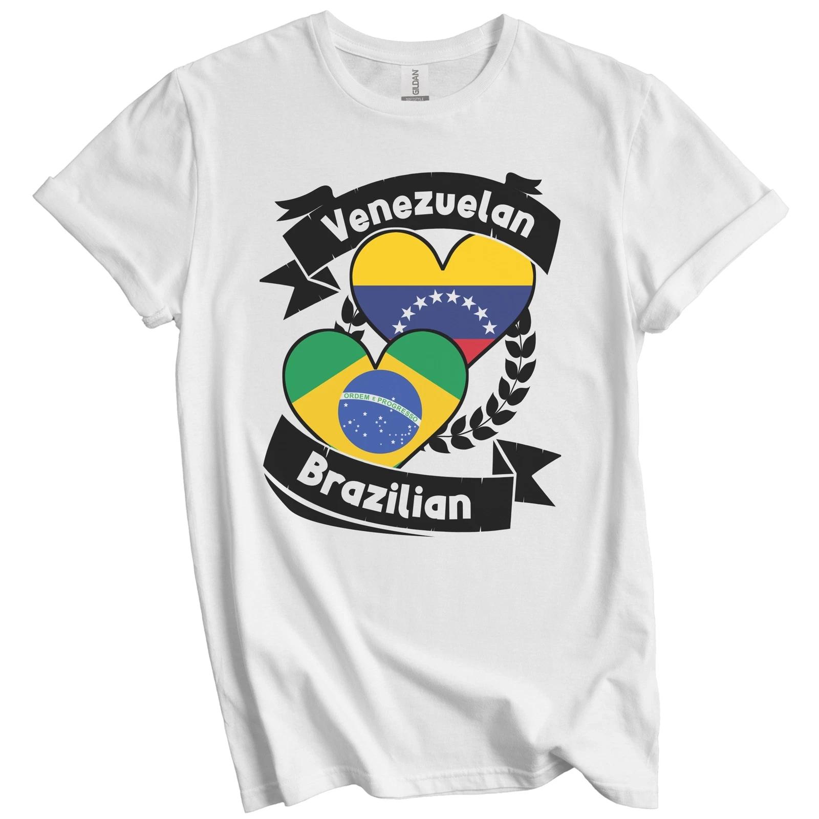 Venezuelan Brazilian Heart Flags Venezuela Brazil T-Shirt S