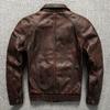 Retro Washing and Old Head Layer Cowhide Leather Genuine Leather Jacket for Men's Lapel Short Slim Leather Jacket