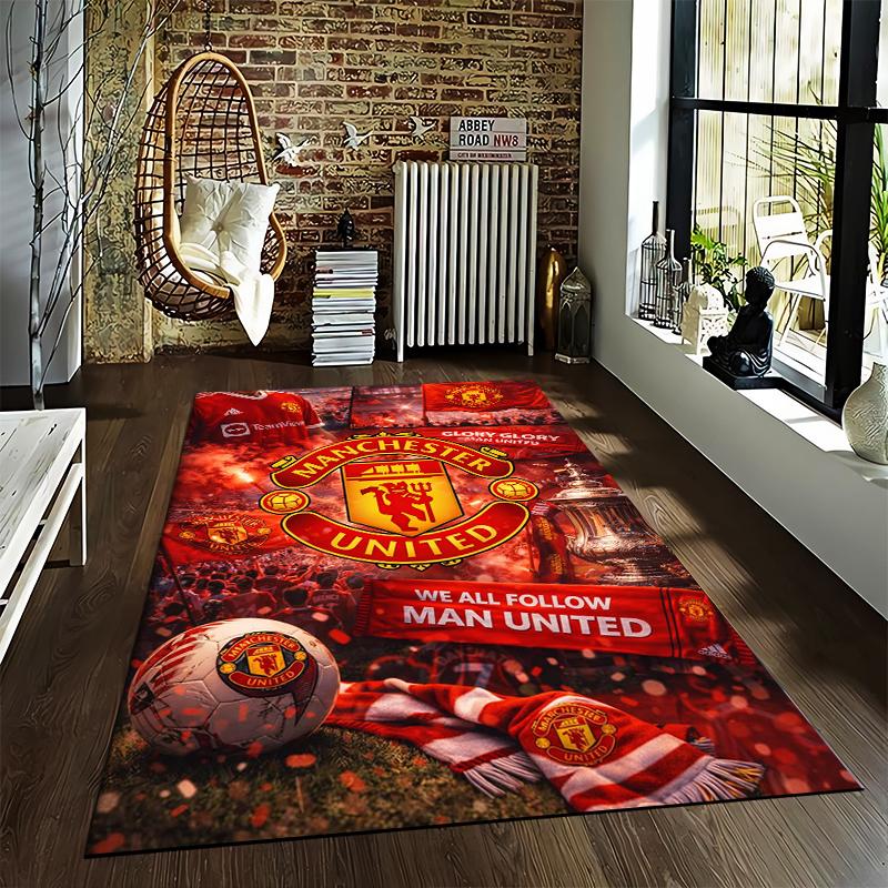 "Manchester United Logo Carpet with Soccer Design for Home Decor" Suitable for use as an anti-slip for living room bedroom sofas