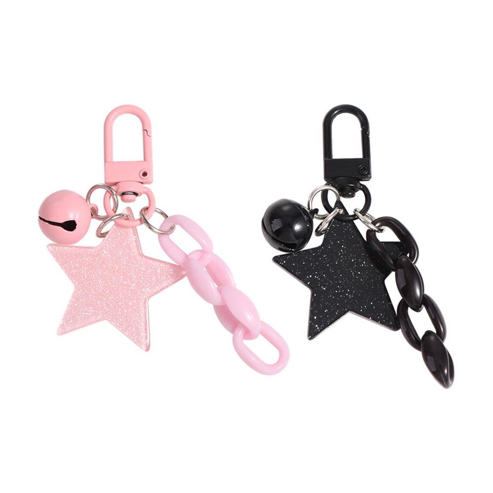 

Pink and Black Glitter Stars Pendant Ornament Car Key Chain Cute Y2K Jewelry Keychain Women Men чорний
