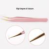 High Precision Stainless Steel Eyelash Extension Tweezers in Light Pink Mesh Pattern