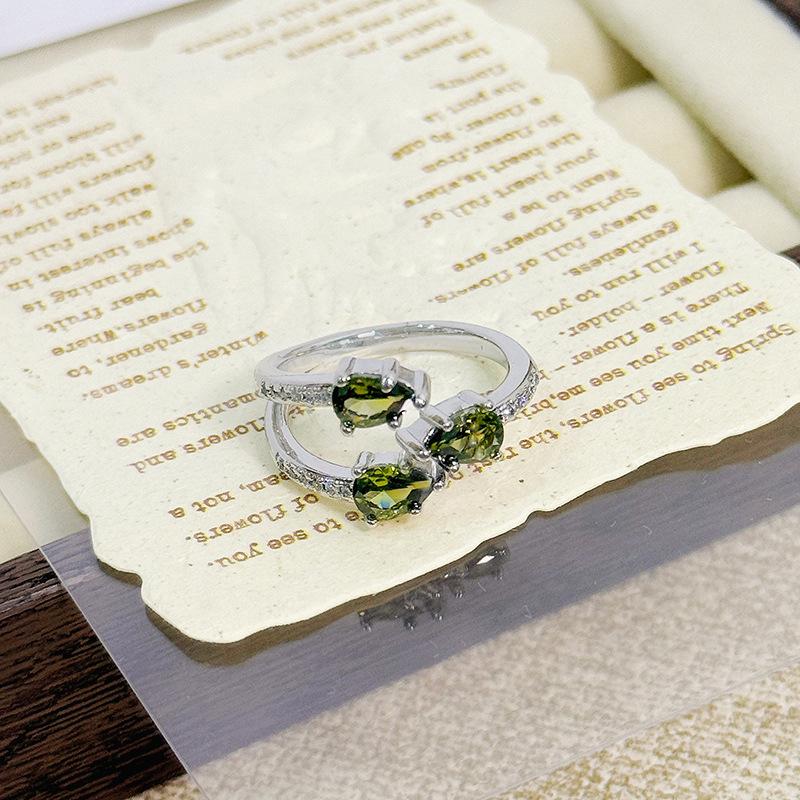 Color Treasure Full Of Diamonds, Zircon Super Flash Open Ring, Niche Light Luxury, High-End Sense, Exquisite Stacking Ring Woman