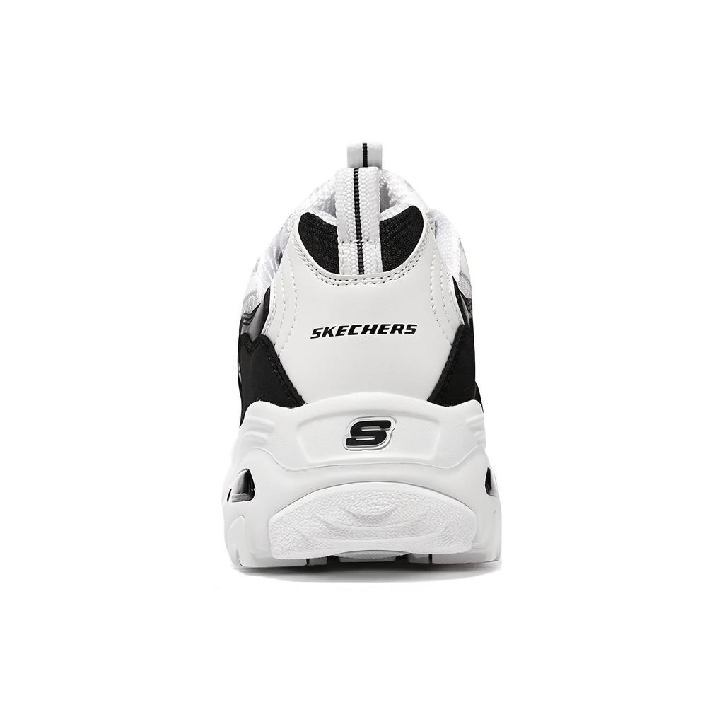 Skechers D'Lites 1.0 Lace Up Abrasion Resistant Abrasion Resistant Low Top Chunky Sneakers Women's Black White 149792-WBK