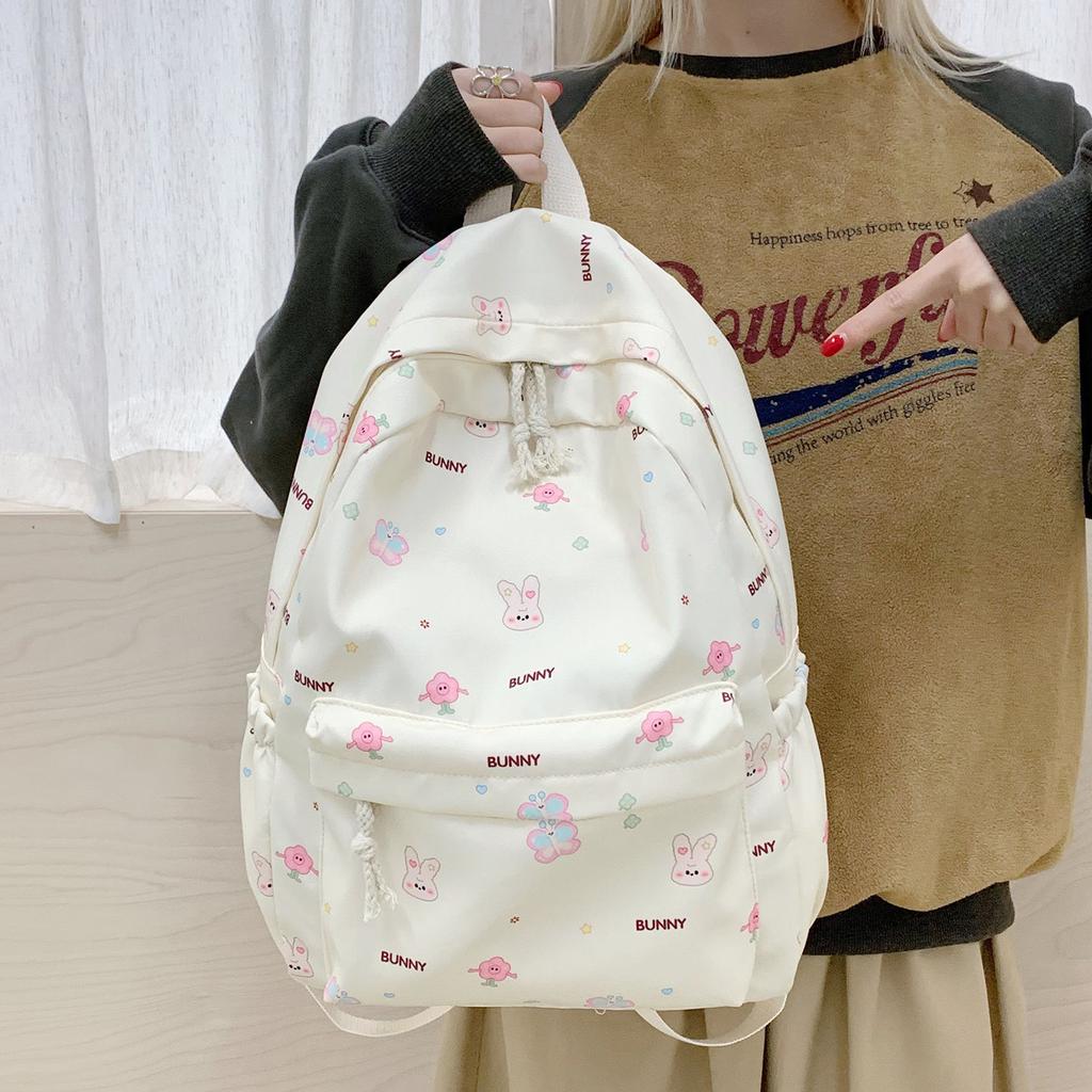 Schoolbag Cute Bow School Bag Junior High School Girl High School Student Girl Large Capacity Versatile Printed Backpack