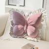 Butterfly Throw Pillow Plush Butterfly Pillow with Lace Ruffle Decorative Bedroom Cushion for Living Room Sofa Couch Bed Car
