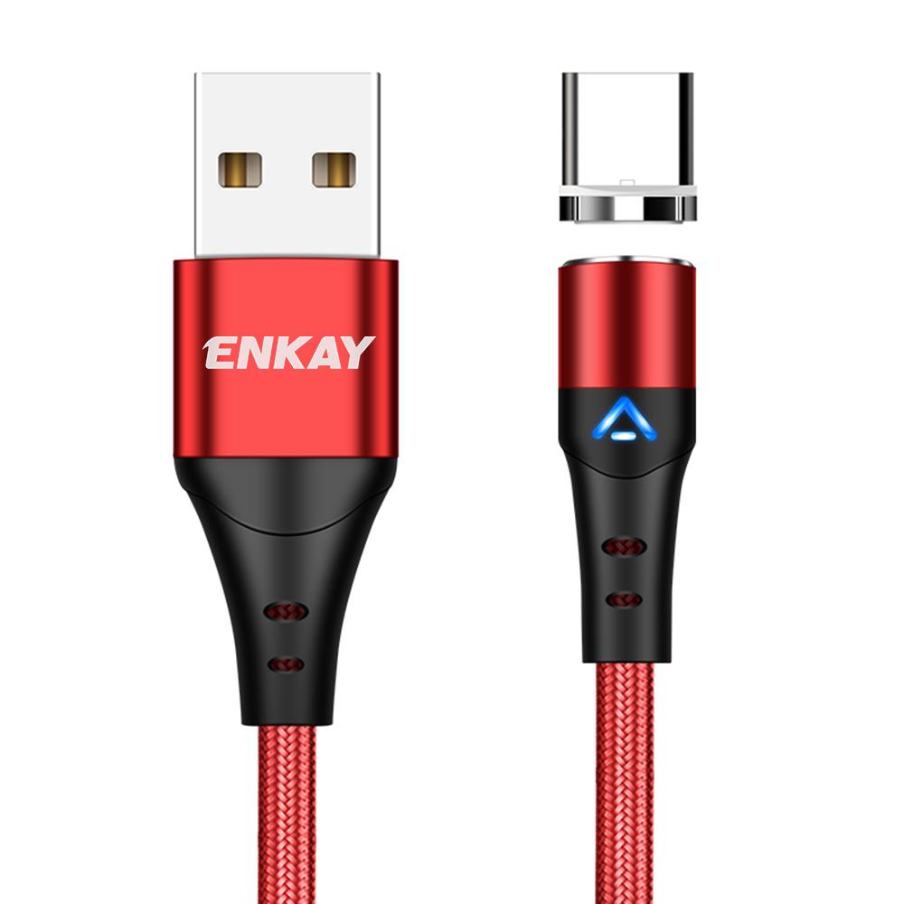 

ENKAY HAT PRINCE 2m 3A Fast Charging Magnetic Cable USB to Type-C 480Mbps Data Cord Red