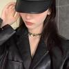Vintage Brass Clavicle Chain Necklace for Women and Girls Punk Retro Style Brown Stone Pendant Neckchain Accessory
