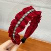 French Style Velvet Pleated Hair Hoop Sweet Women Sequin Hairband Shiny Rhinestone Headband  Party