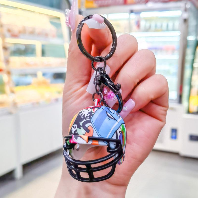 Portachiavi Casco da Rugby Stile Americano Giocattolo in Miniatura