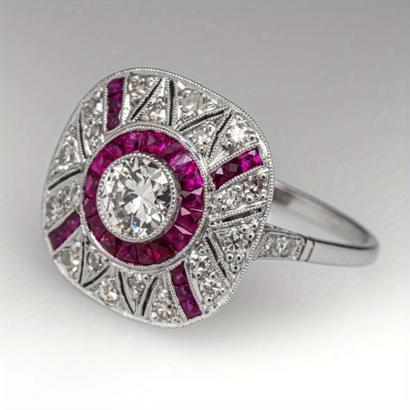 Luxurious Sparkling Zircon Geometric Women's Ring, Suitable for Jewelry Accessories and Gifts At Wedding Banquets