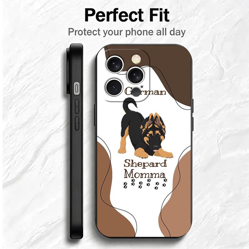 German Shepherd Dog Soft Phone Case for iPhone 16 16E 17 Air 15 Pro Max 14 Plus 13 Mini 11 12 7 Black Cover Back Shell