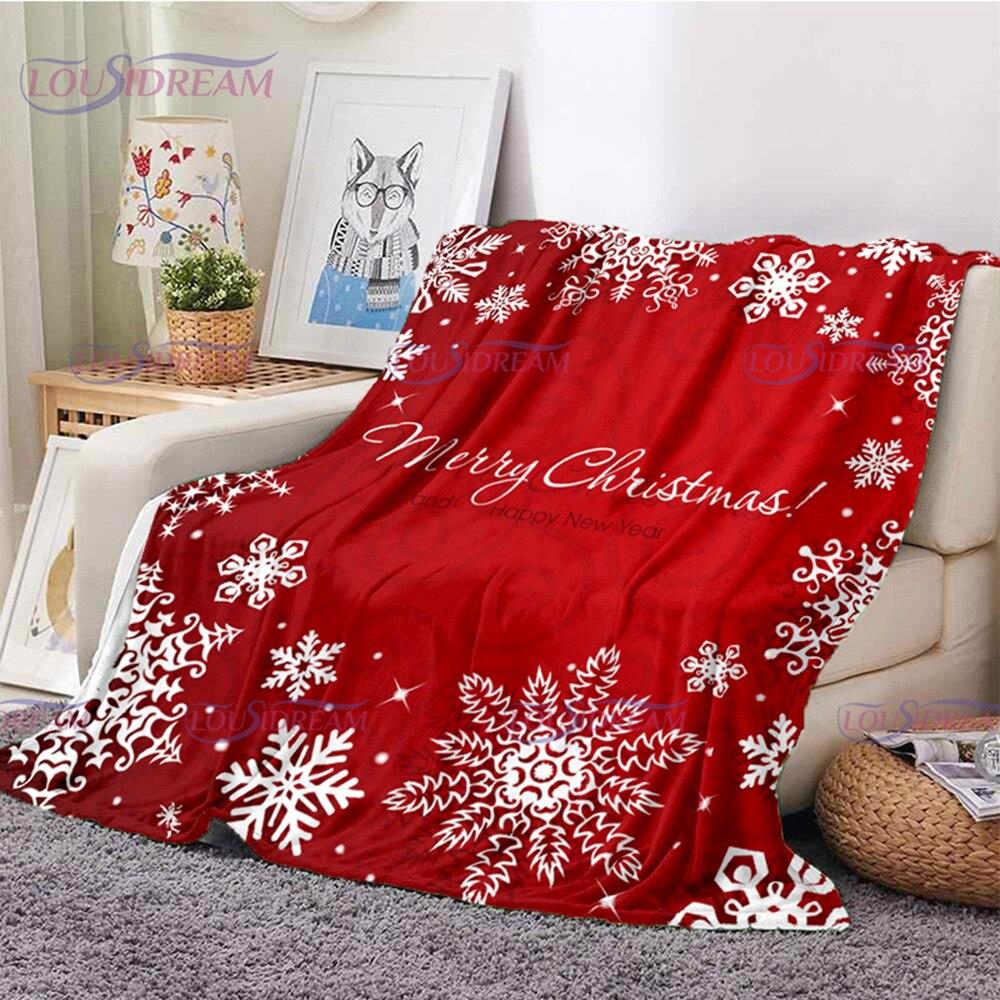 Merry Christmas Santa Claus Blanket Soft Flannel Throw Blanket for Home Bedroom Sofa Travel Office Snowflake Rest Cover Blanket