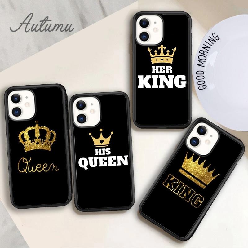 Couples Her King His Queen Phone Case for iPhone 17 Air 15 16 11 12 13 14 Pro Max Plus Cover coque Fundas Shell