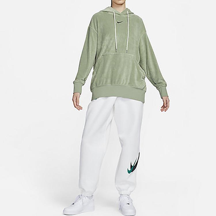 Nike Solid Color Pocket Hoodie Women Tops Green DV7825-386