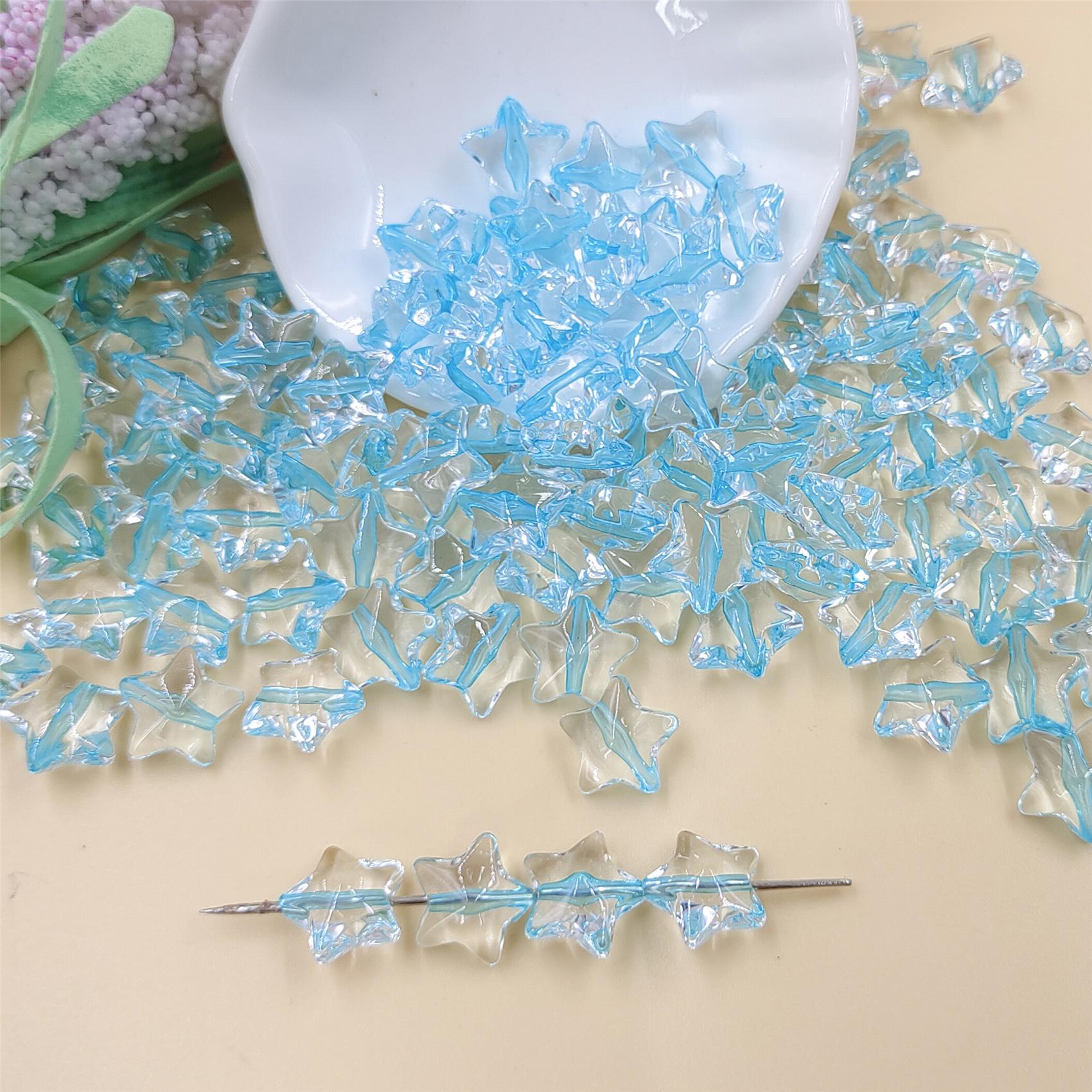 

120 шт. бусины для изготовления бисера, ожерелья, браслета, изготовления ювелирных изделий, свободные бусины ручной работы, 13 мм, звезда, сделай сам, фурнитура, акрил светло-синий