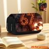 1pc Lava Soccer Theme 2D Flat Printing Double-Layer Flip Black Pencil Case - Back-To-School Essential Pencil Box, Daily Multi-Functional Makeup Bag, L