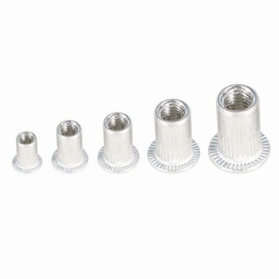 150 Piece New Metric M3 M4 M5 M6 M8 Flat Head Aluminum Rivet Nut Kit