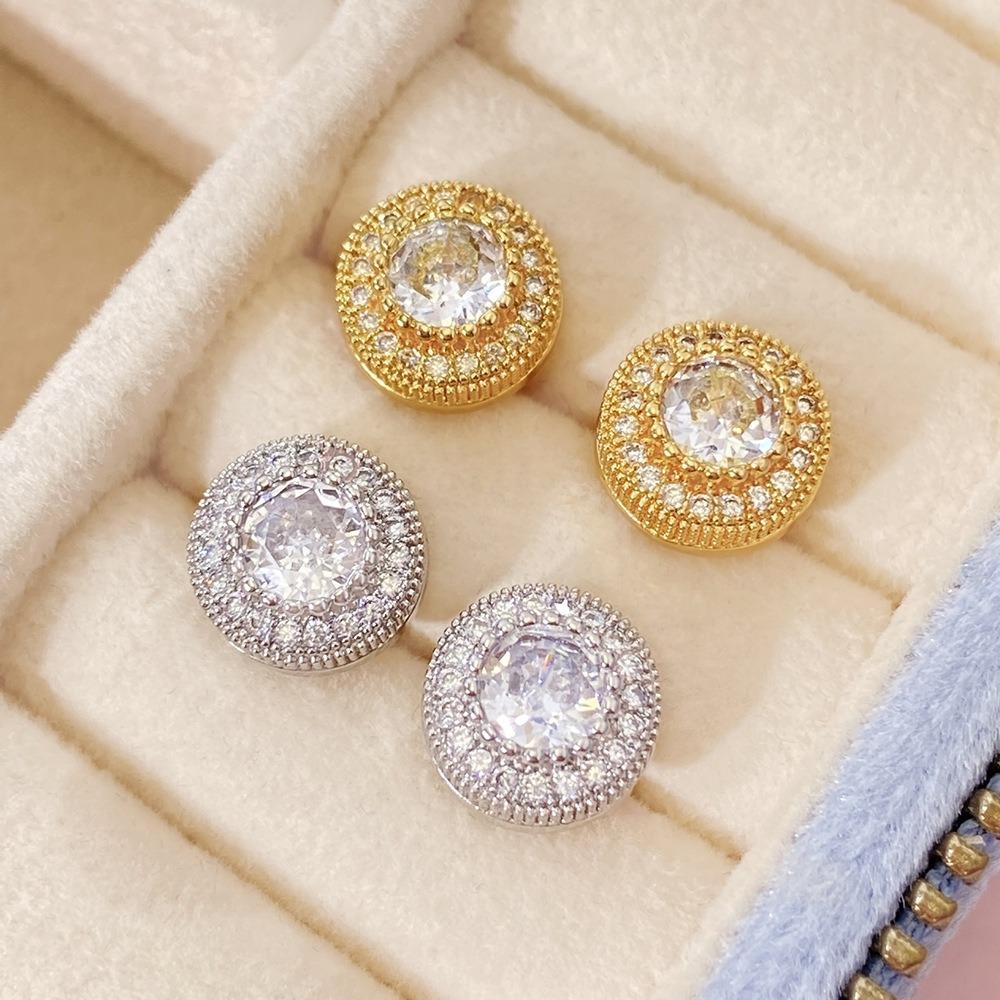 2025 Geometric Circle Shining with Bright Zircon Earrings, Suitable for Men's and Women's Fashion Jewelry