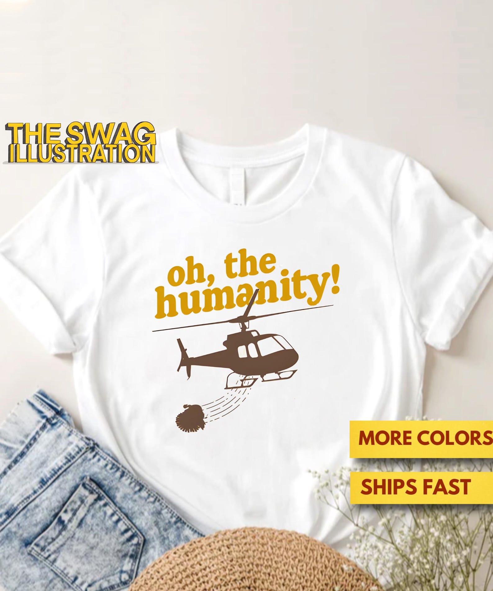 WKRP - Oh The Humanity - Turkey Drop, WKRP in Cincinnati Shirt, Turkeys Away, Thanksgiving Turkey Drop, Ultra Soft Premium Tee 3XL