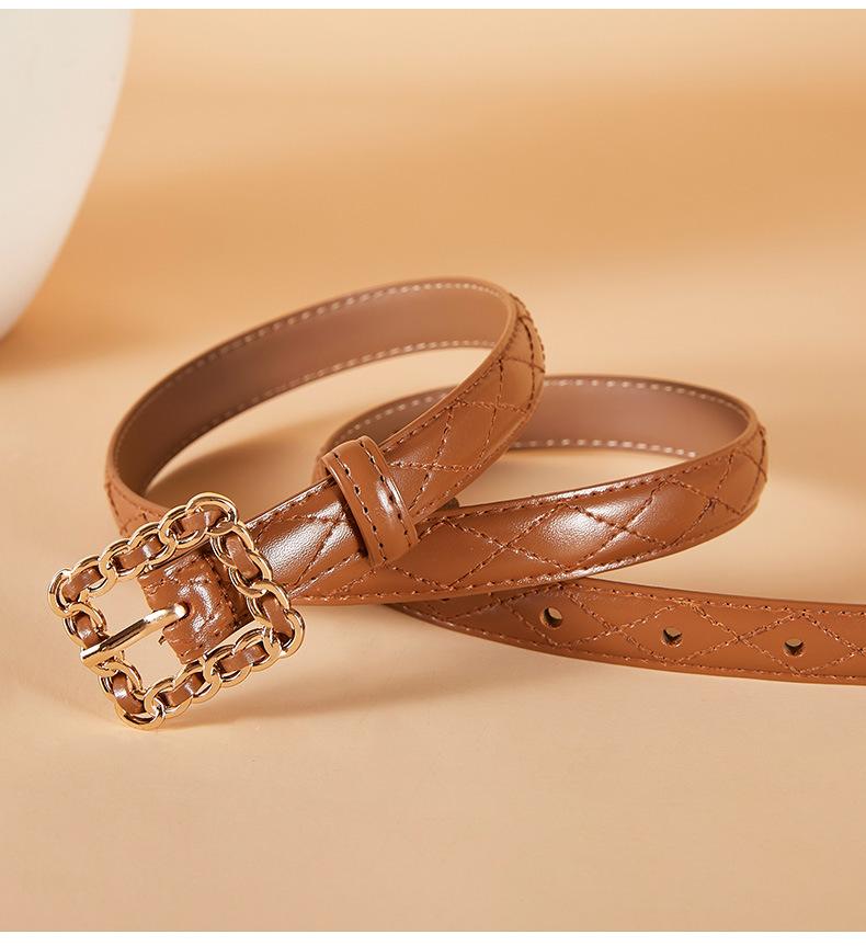 Women'S Belt Fashion Versatile Thin Belt New Dress Decorative Smooth Buckle Skirt Women'S Belt Women'S