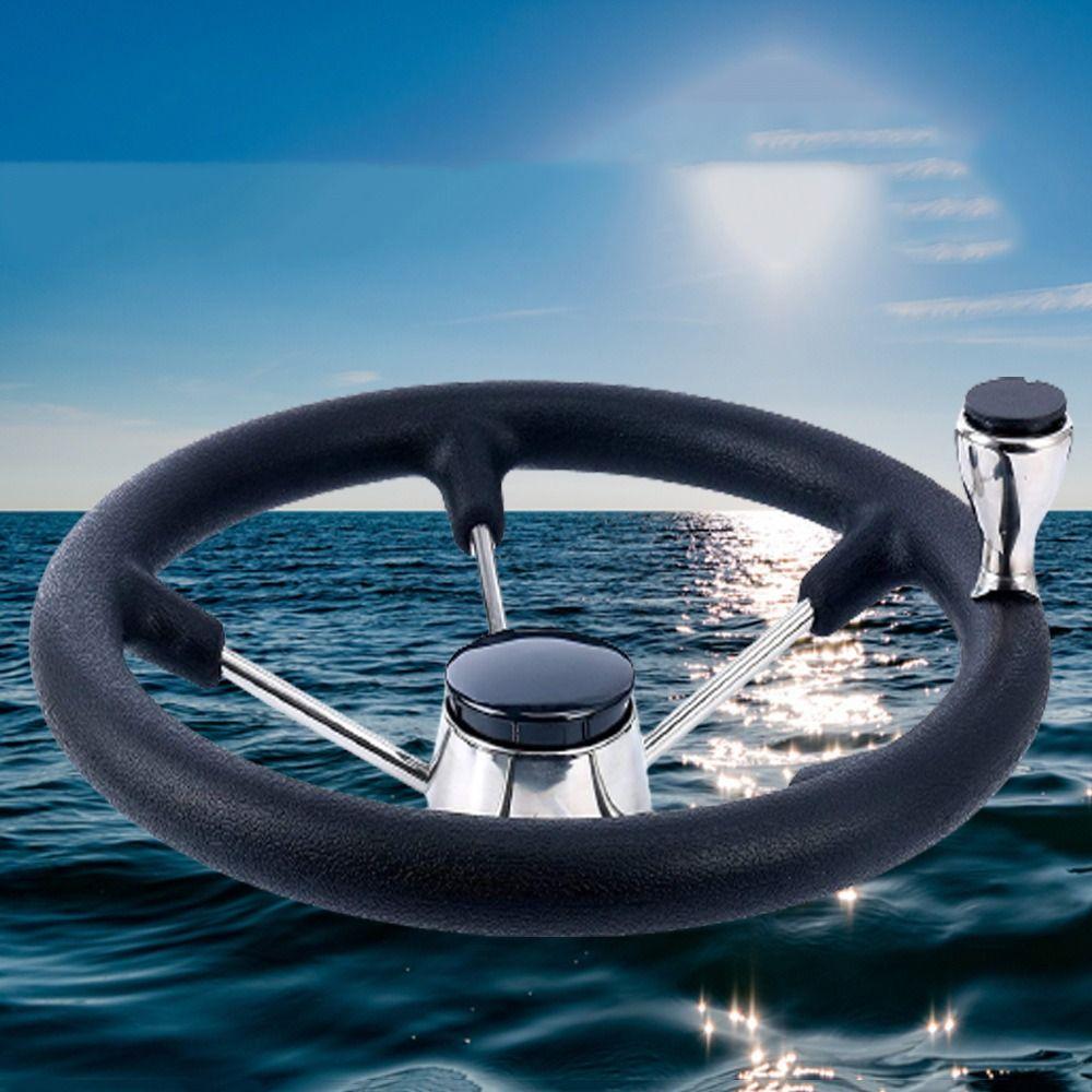 Black Foam Grip Boat Steering Wheel Non-directional 3 Spoke Steering Wheel  Boat Use