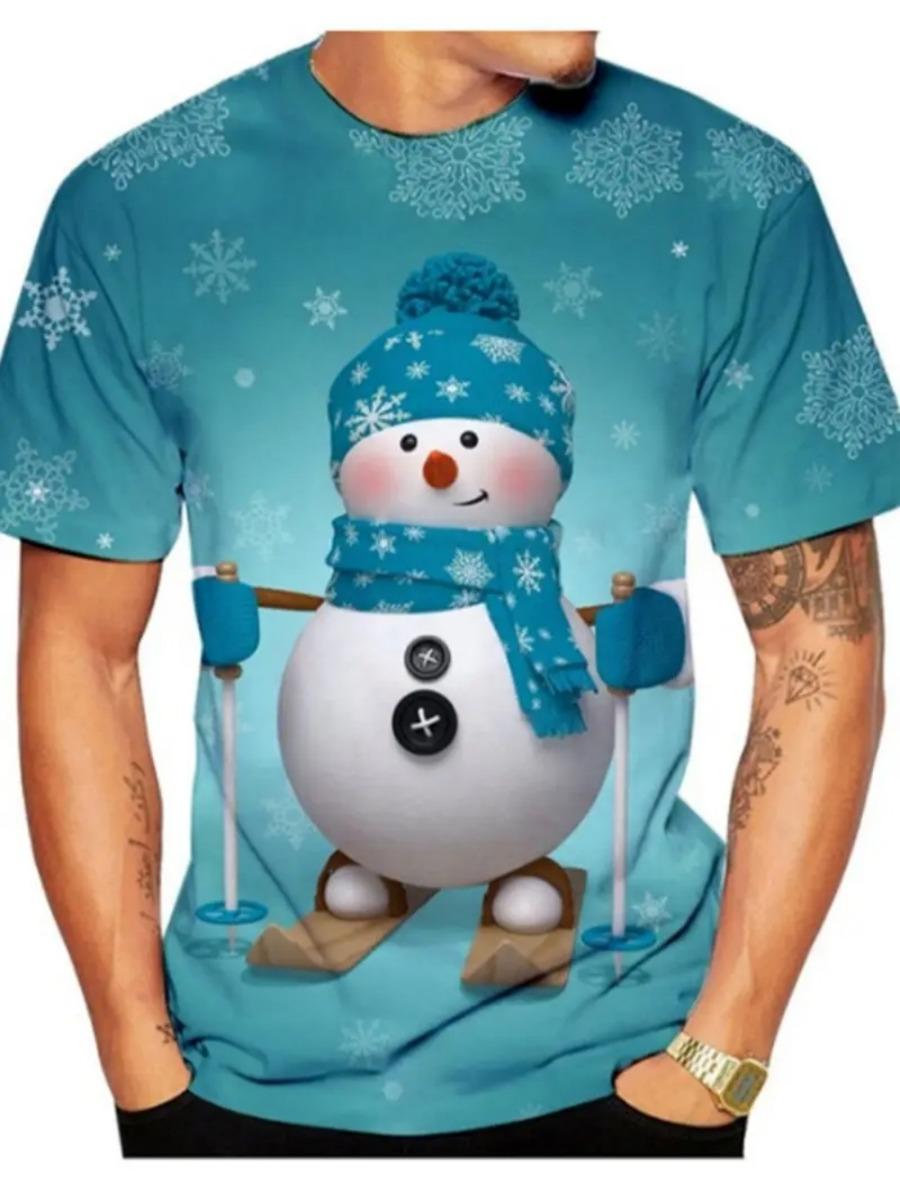 

Рождественская мужская футболка с 3D-принтом и милым рисунком Санта-Клауса, футболка с коротким рукавом, праздничный модный топ, удобная мужская одежда 160