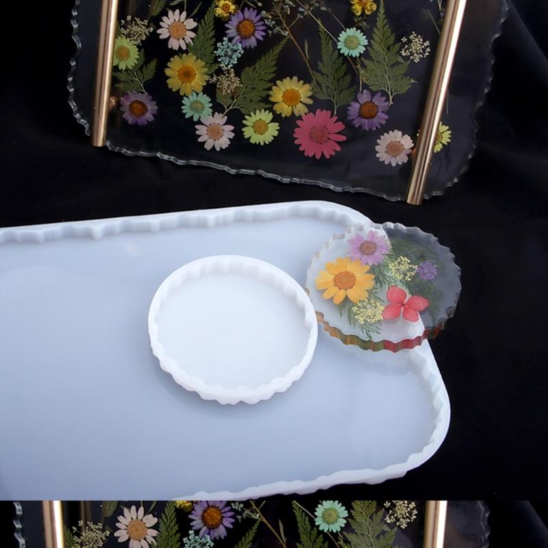 Silicone Tray Mold Epoxy Resin Coaster Mold Irregular Coaster Plate Epoxy Resin Casting Mould DIY Home Decor Gift