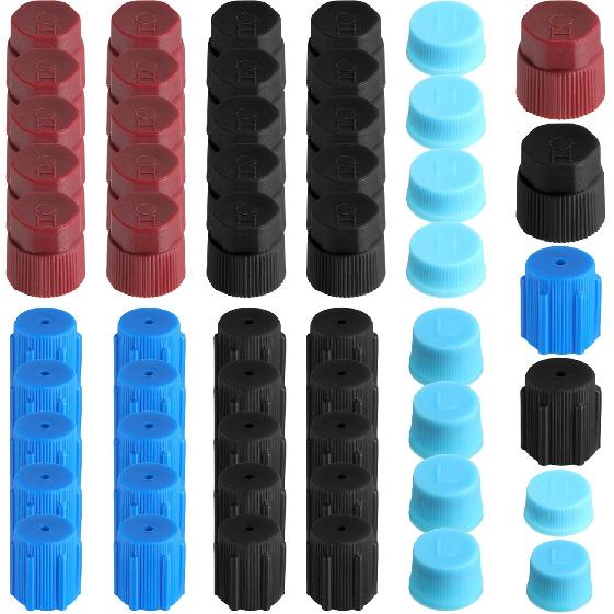 48 Pcs R134a/R12 Valve Caps 13mm 16mm 17mm 17.5mm Charging Port Caps Air Conditioning Service System Charging Port Headgears Fashion