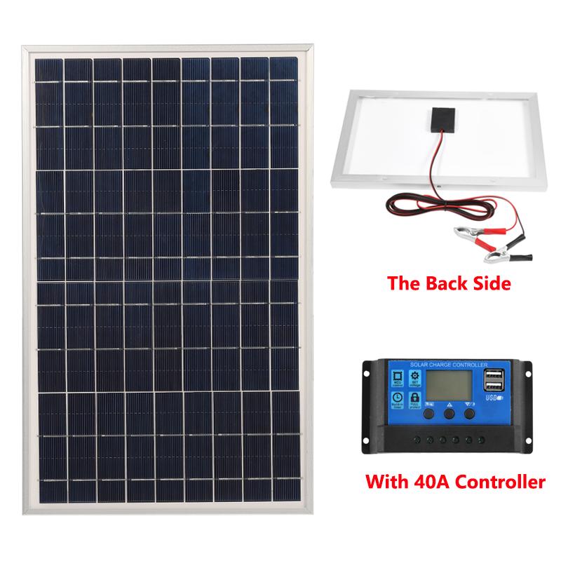 Kit Pannello Solare da Esterno 600W 300W 18V Policristallino Portatile Ricaricabile Cella Solare Generatore Solare per Illuminazione Casa Campeggio