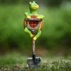 Yousheng Animal Garden Statue Frog Rabbit Turtle on Shovel Resin Ornament Flower Pot Insert Animal Figurine for Bonsai Decoration Outdoor Flower Bed