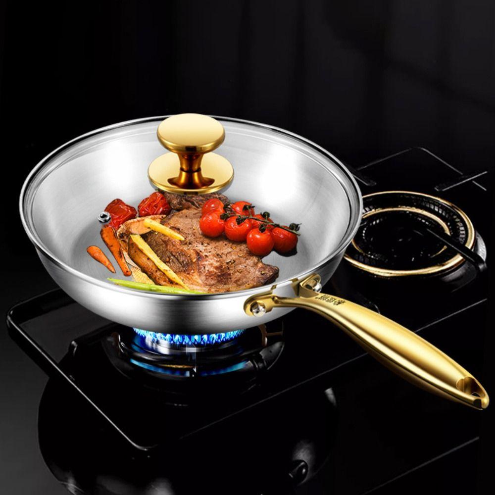 316 Stainless Steel Frying Wok Universal Cooking Pot Household Steak Skillets  Induction Cooker