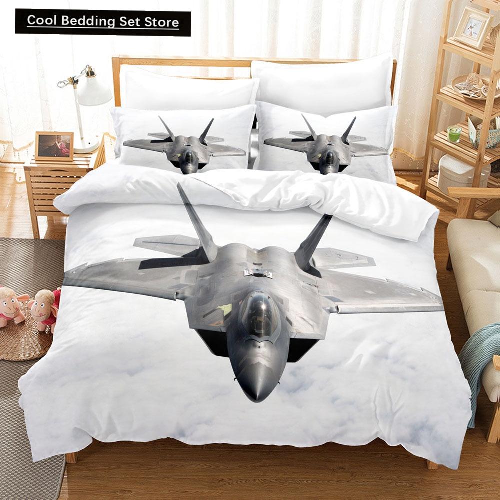 Fighter Fire King Queen Full Duvet Cover Cool Airplane Bedding Set Military Fans Quilt Cover Red Black Polyester Comforter Cover